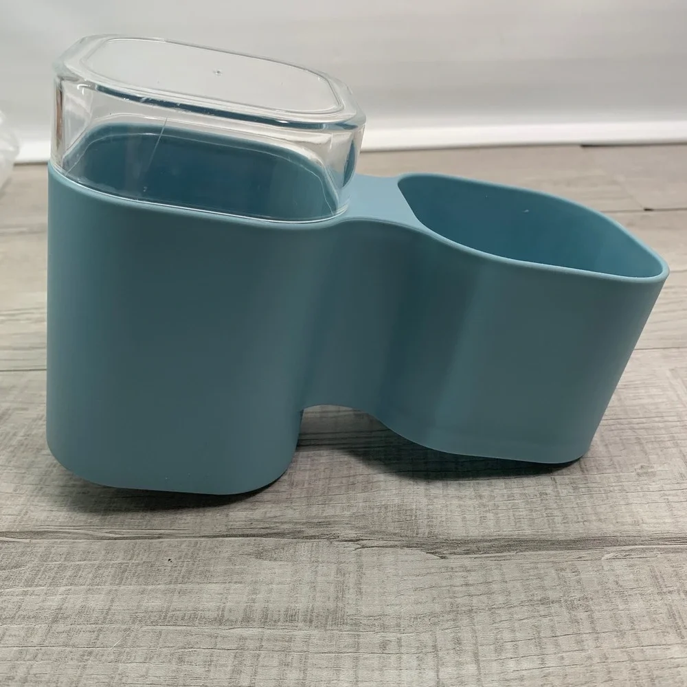 Self Watering Double Planter Pot Blue Indoor Herb Succulent Window Box 20cm